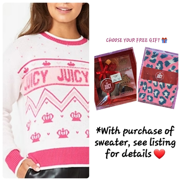 🎁FREE GIFT W/PURCHASE🆕️JUICY COUTURE LOGO SWEATER SIZES L/XL *6PIECE HAIR SET - Picture 4 of 13